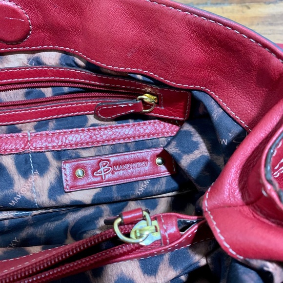 B Makowsky Red Leather Bag - Picture 7 of 9